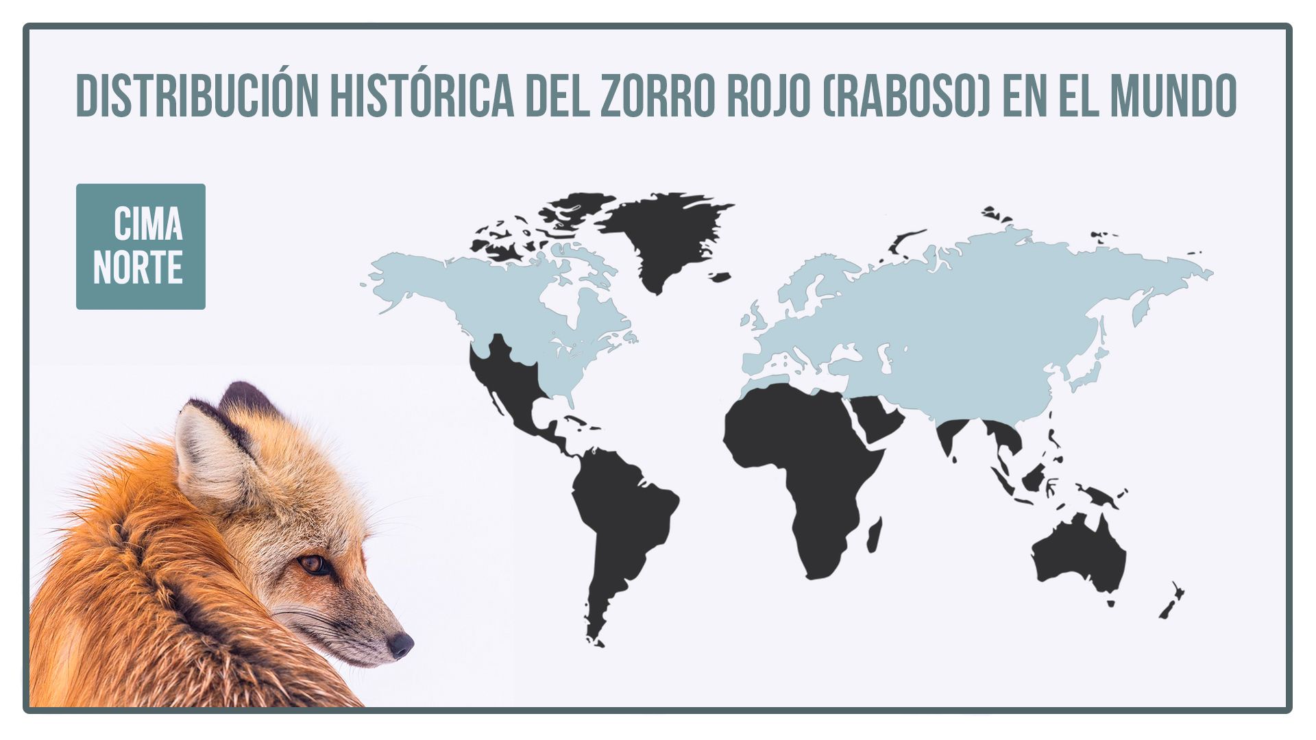 mapa distribución histórica del raboso o zorro rojo en el mundo