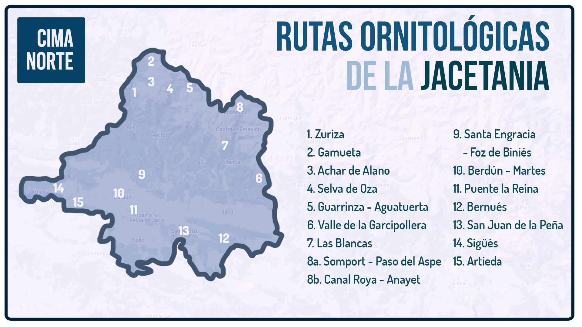 rutas ornitológicas de la jacetania mapa infografía cima norte